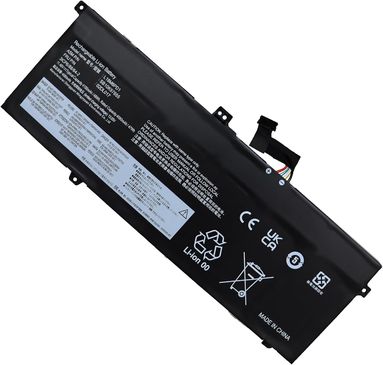 (εικόνα για) L18M6PD1 Lenovo ThinkPad X13 X390 X395 L18M6PD2 02DL018 L18C6PD1 11.46V 48Wh μπαταρία